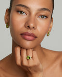 Peridot Oval Ring with Diamonds