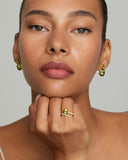 Script Ring with Peridot and Diamonds