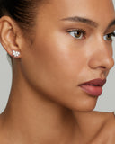 Lotus Studs with Diamonds