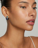 Oval and Round Earrings with London Blue Topaz, Labradorite, and Diamonds