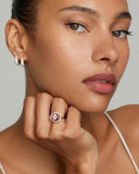 Pink Tourmaline Oval Ring with Diamonds