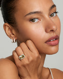 Light Green Tourmaline Long Cushion Cut Ring with Diamonds
