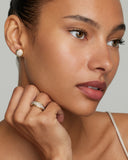 Yellow and White Gold Convex Ring with Champagne Diamonds