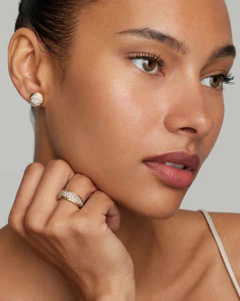 Yellow and White Gold Studs with Champagne Diamonds