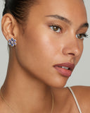 Tanzanite Floral Studs with Diamond Edge