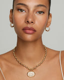 Yellow and White Gold Oval Beaded Necklace with Champagne Diamond Pendant