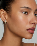 Yellow and White Asymmetrical Round and Pear Shape Diamond Studs