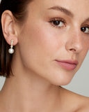 Asymmetrical Round and Pear Shape Diamond Studs with South Sea Pearls Drop