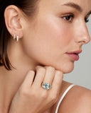 Emerald Cut Ring with Sky Blue Topaz, Aquamarine, and Diamonds
