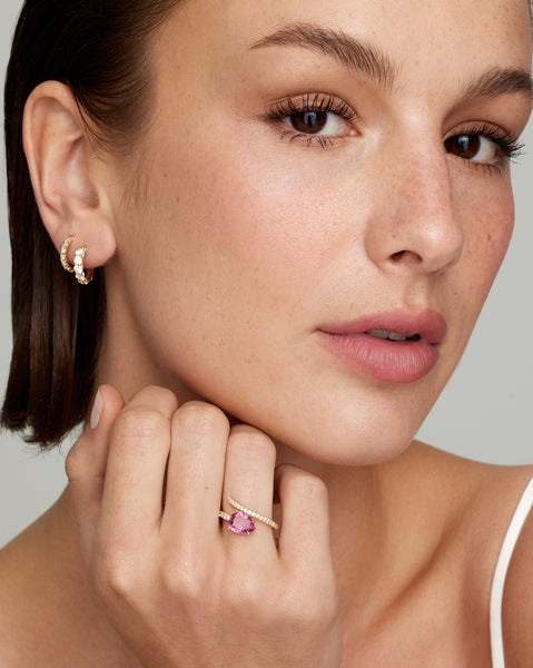 Script Ring with Pink Tourmaline and Diamonds