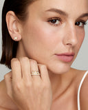 Yellow and White Gold Tiara Ring with Pear Shaped Diamonds