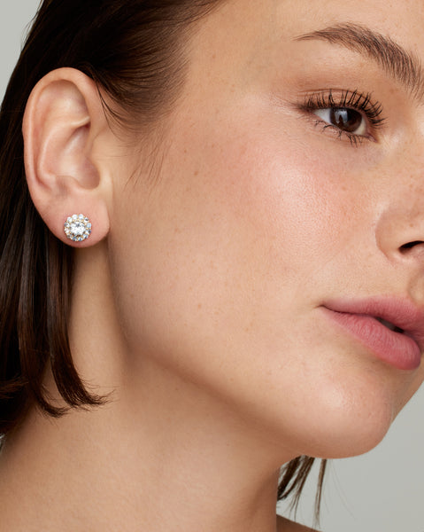 Small Blossom Studs with Sky Blue Topaz and Blue Sapphire