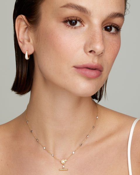 Yellow and White Gold Knot Toggle Necklace with Diamonds