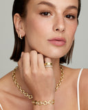 Double Round Link Bracelet with Diamond Connections