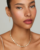 Yellow and White Gold Multi Size Round Edge Diamond Necklace
