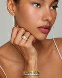Yellow and White Gold Tiara Ring with Pear and Round Shaped Diamonds