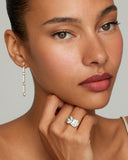 Aquamarine Oval and Sky Blue Topaz Emerald Cut Ring with Diamonds