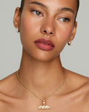 Yellow and White Gold Toggle Necklace with Pear and Round Shaped Diamonds