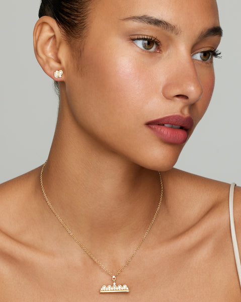 Yellow and White Gold Toggle Necklace with Round Diamonds