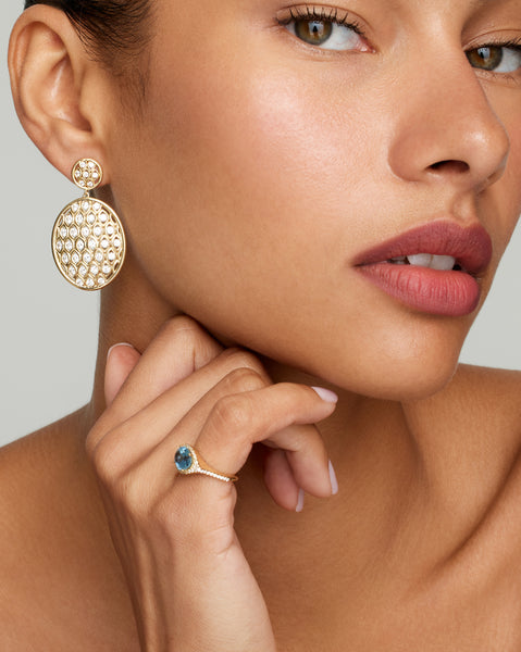 Woven Oval Earrings with Diamonds