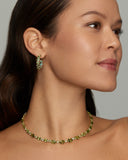 Graduated Light Green Tourmaline Oval and Round Necklace