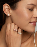 Pink Tourmaline Heart and Morganite Pear Shape Ring with Diamonds