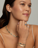 London Blue Topaz and Aquamarine Oval and Round Link Bracelet
