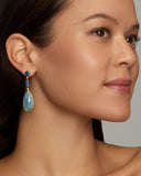 Long Drop Earring with Opal, Aquamarine, and Diamonds