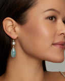 Pearl, Aquamarine, and Diamond Drop Earring