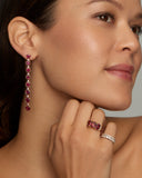 Long Heart Drop Earrings with Pink Tourmaline and Pink Sapphire