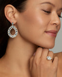 Diamond Detailed Pear Shape Earring with Aquamarine