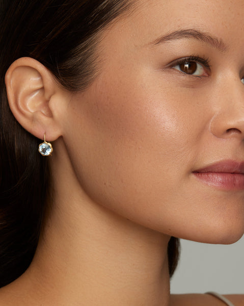 Blossom Drop Earrings with Sky Blue Topaz