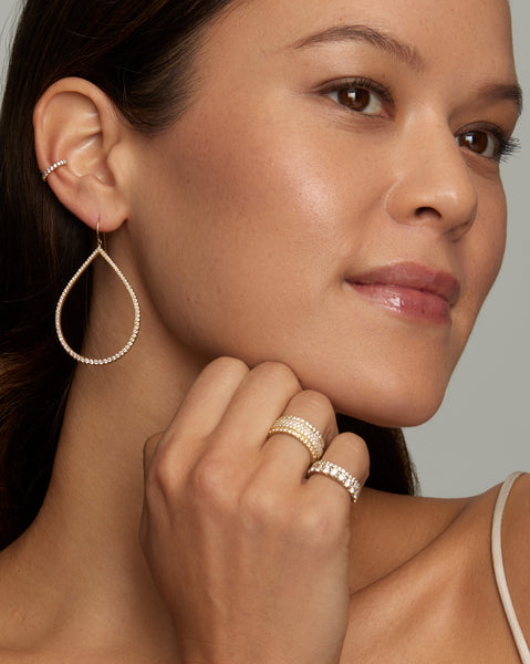 Open Pear Shape Diamond Earring