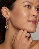 Ombré Oval and Pear Shape Earring with Pink Tourmaline, Citrine and Diamonds