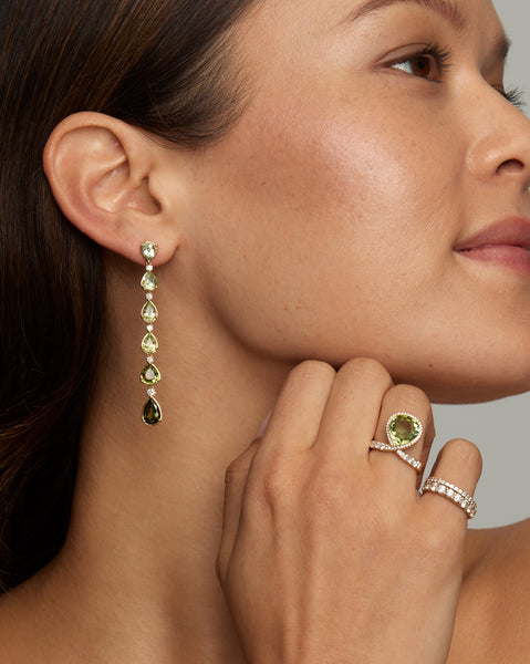 Ombré Pear Shape Drop Earrings with Green Tourmaline and Diamonds