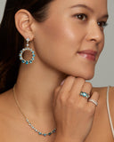 Ombré Circular Earring with London Blue Topaz, Aquamarine, Sky Blue Topaz and Diamonds