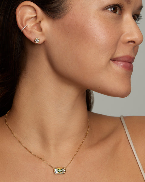 Oval Necklace with Green Tourmaline and Diamonds