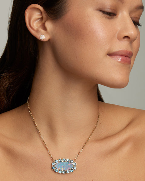 Opal Necklace with London Blue Topaz, and Diamonds