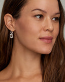 White Topaz and Diamond Emerald Cut Drop Earrings