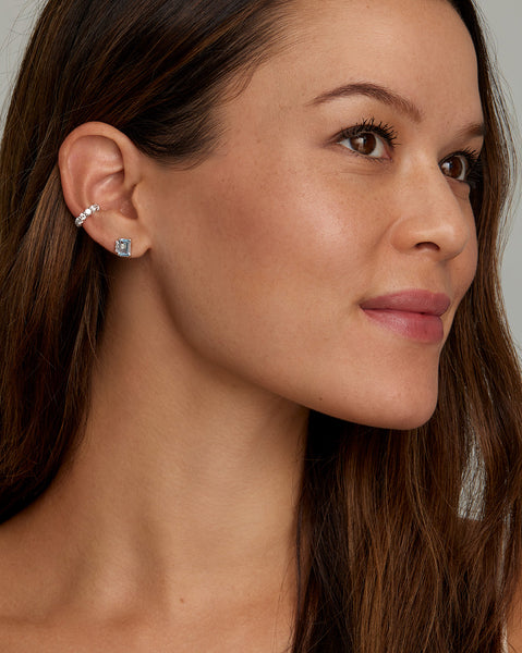 Asymmetrical Emerald Cut Aquamarine Studs