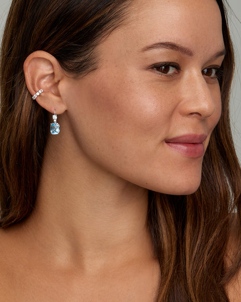 Aquamarine, Sky Blue Topaz, and Diamond Drop Earrings