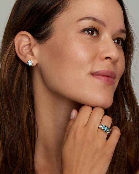 Blossom Studs with Sky Blue Topaz