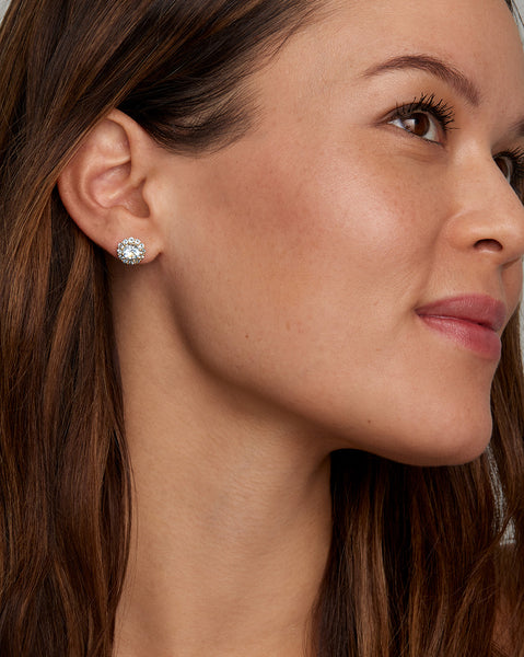 Small Blossom Studs with Sky Blue Topaz and Aquamarine