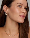 Hoops with Yellow and White Gold Round Edge Diamond Drops