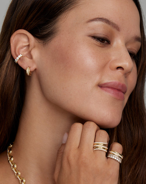 Three Row Diamond Hoops