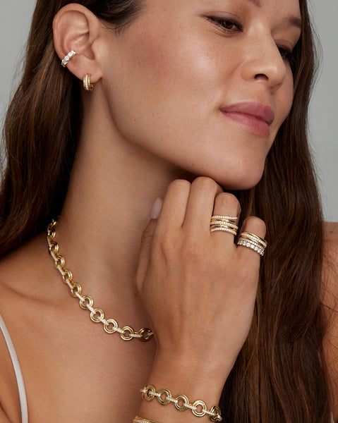 Gold and Diamond Script Ring