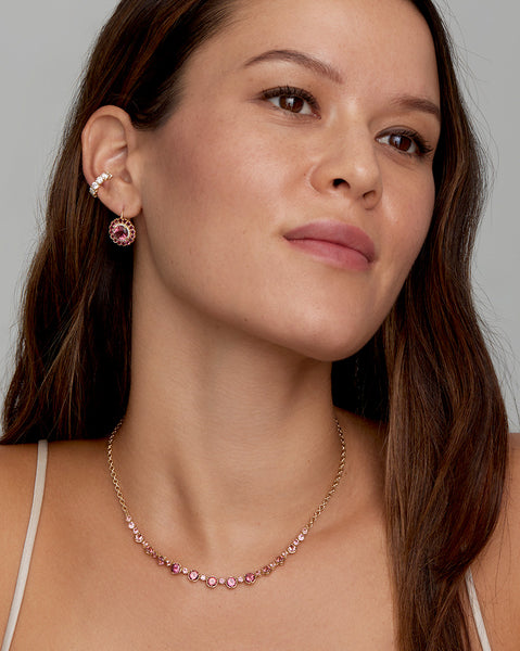 Graduated Pink Tourmaline Round Necklace