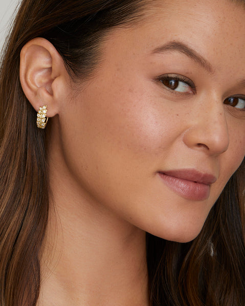 Petite Vine Hoops with Diamonds