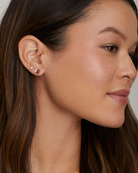 Pink Tourmaline, Morganite, and Diamond Cluster Studs