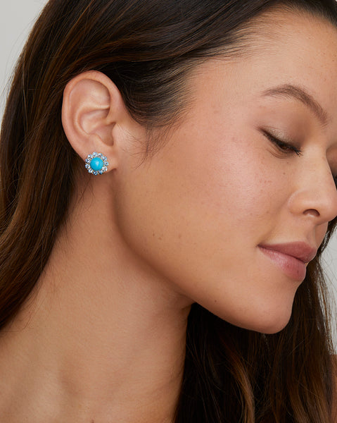 Blossom Studs with Turquoise and Aquamarine